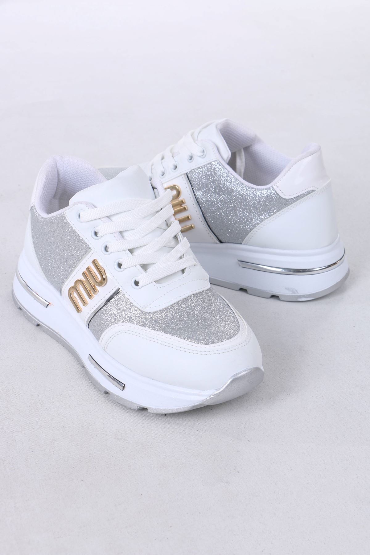 Karter Beyaz Simli Kadın Spor Ayakkabı