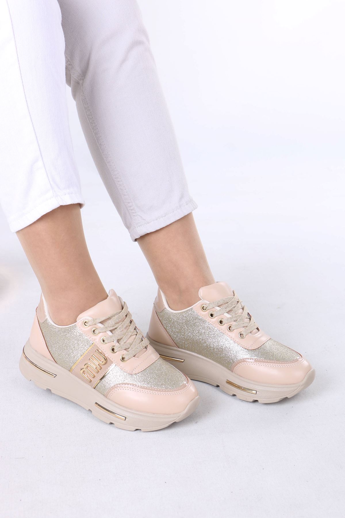 Karter Nude Simli Kadın Spor Ayakkabı