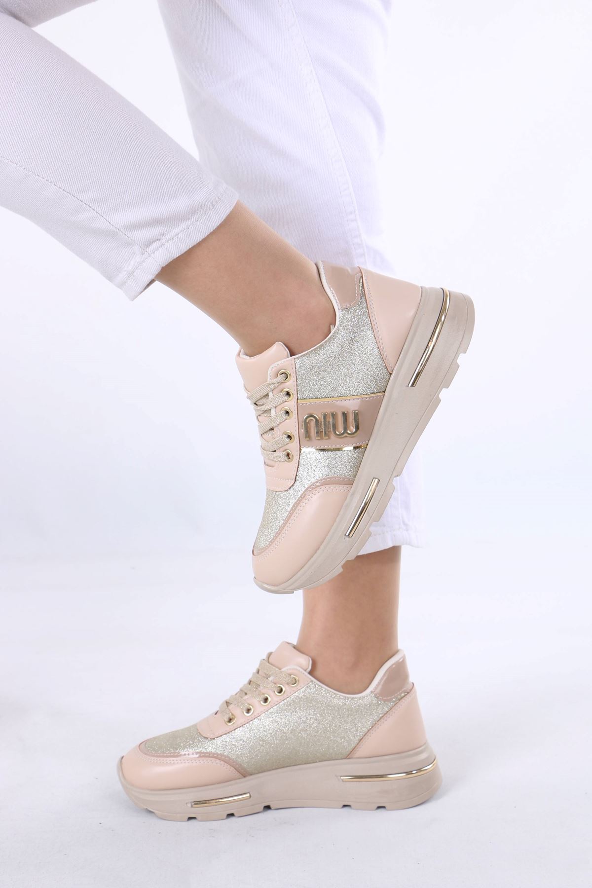 Karter Nude Simli Kadın Spor Ayakkabı