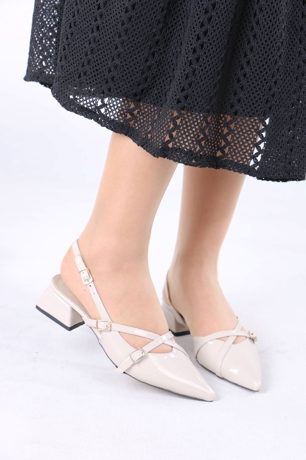 Murl Bej Rugan Kadın Topuklu Ayakkabı