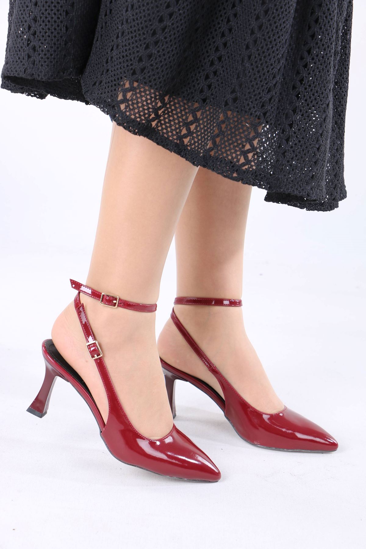 Mirage Bordo Rugan Kadın Topuklu Ayakkabı