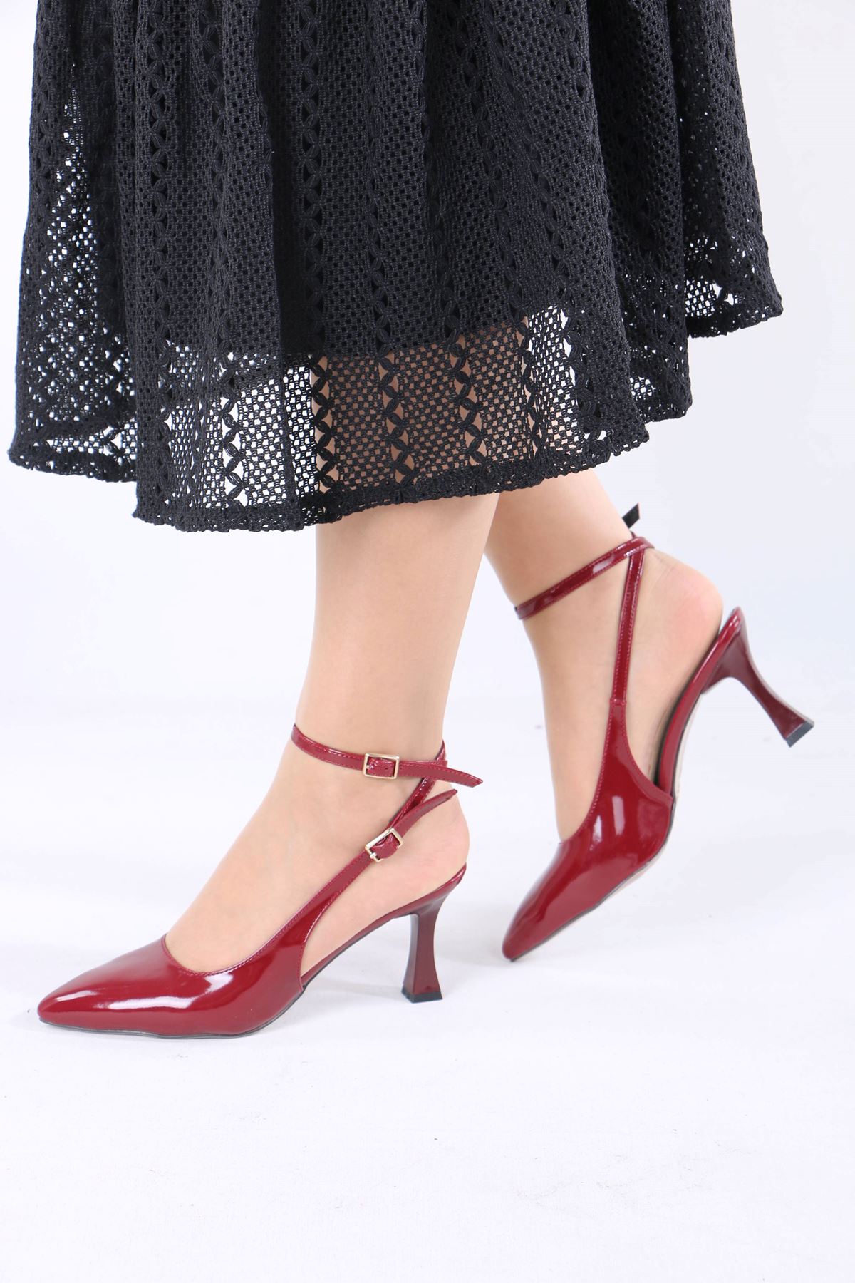 Mirage Bordo Rugan Kadın Topuklu Ayakkabı