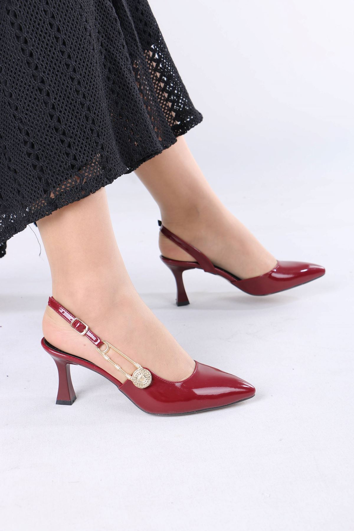 Melvil Bordo Rugan Kadın Topuklu Ayakkabı