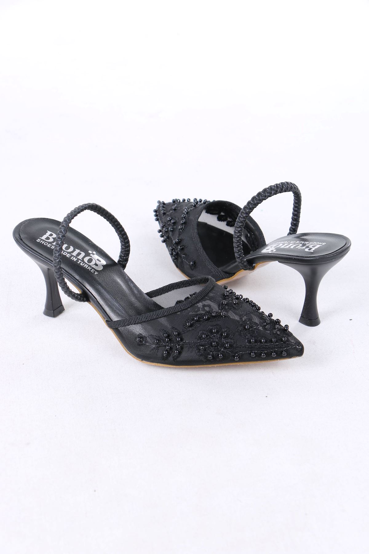 Juene Siyah Kadın Topuklu Ayakkabı