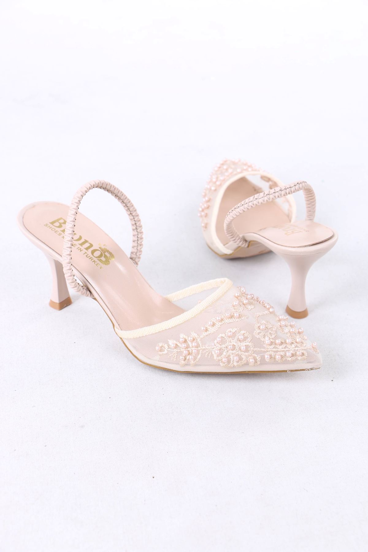 Juene Bej Kadın Topuklu Ayakkabı