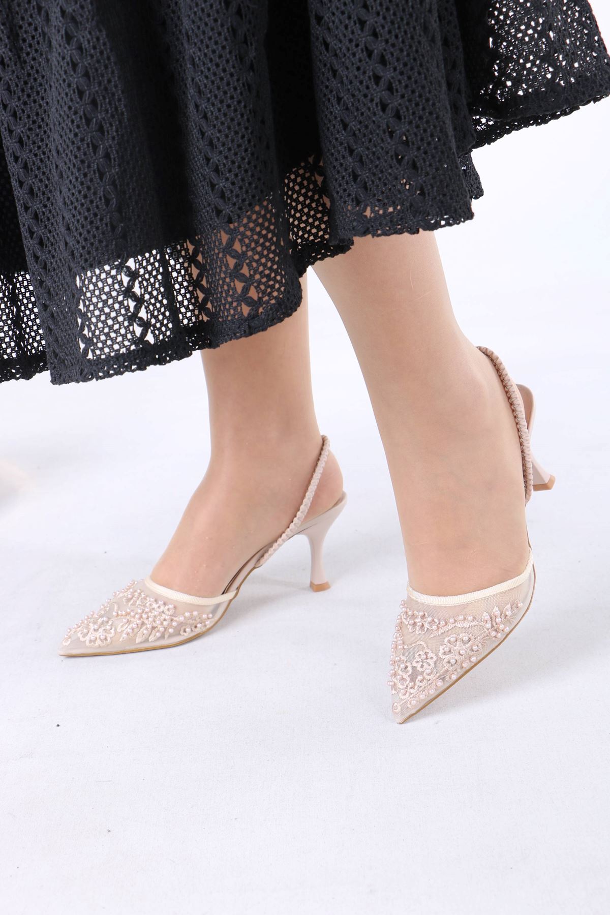 Juene Bej Kadın Topuklu Ayakkabı