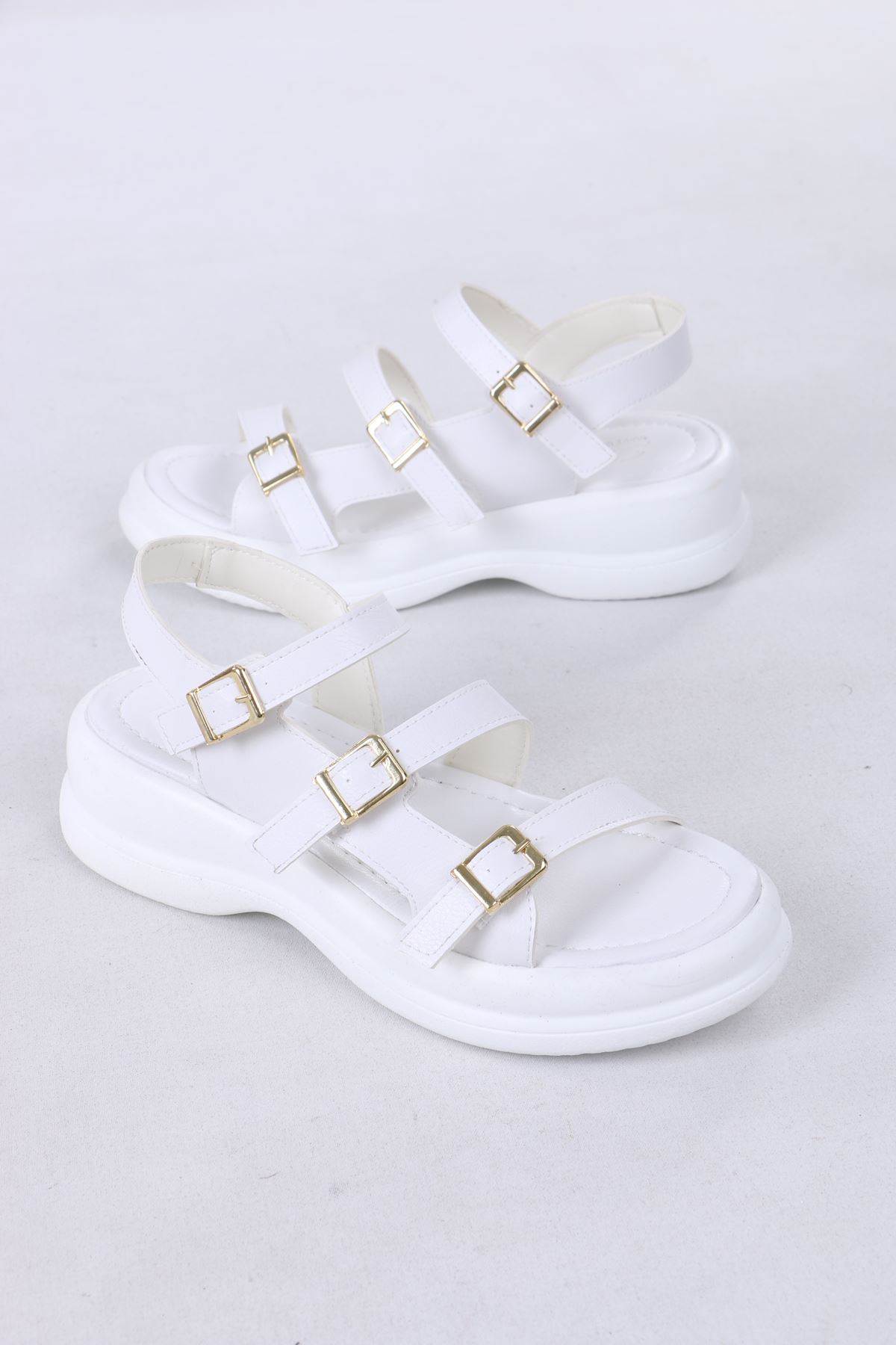 Lucille Beyaz Mat Deri Kadın Sandalet