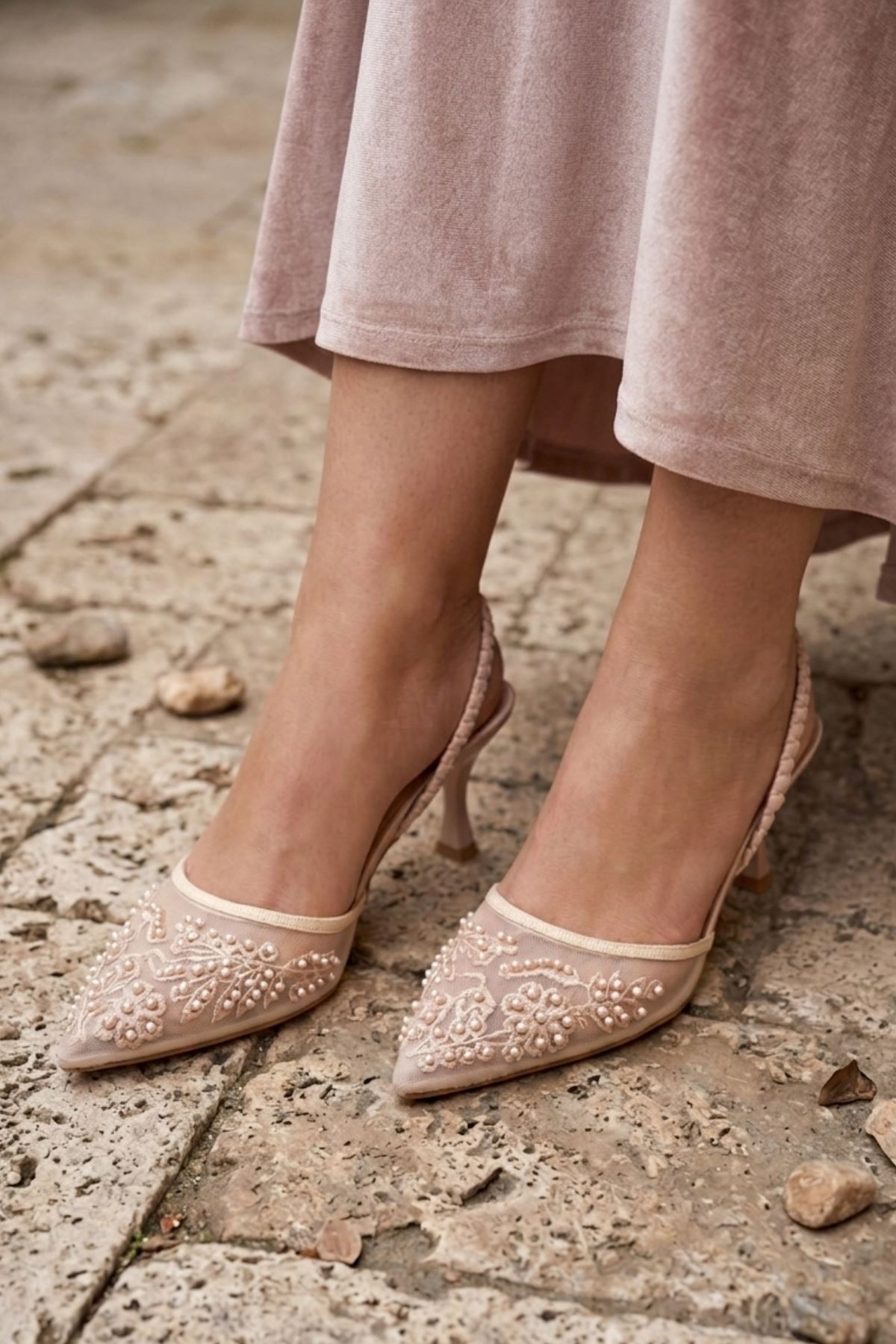 Juene Bej Kadın Topuklu Ayakkabı