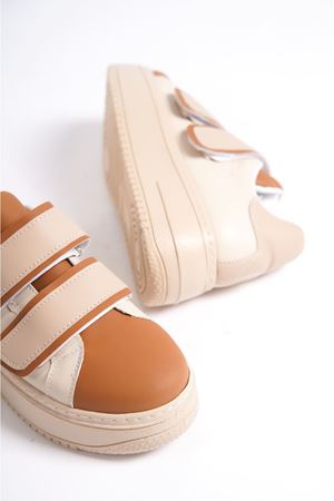 Bellamy Taba Mat Deri Cırtlı Kadın Spor Ayakkabı