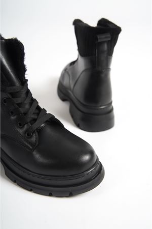 Pascal Siyah Mat Deri Kadın Bot