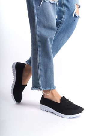 Adeline Siyah Beyaz Taban Hafif Günlük Ortopedik Kadın Ayakkabı