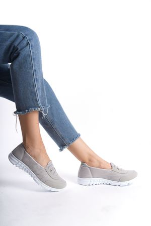 Adeline Gri Beyaz Taban Hafif Günlük Ortopedik Kadın Ayakkabı