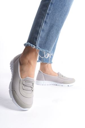 Adeline Gri Beyaz Taban Hafif Günlük Ortopedik Kadın Ayakkabı
