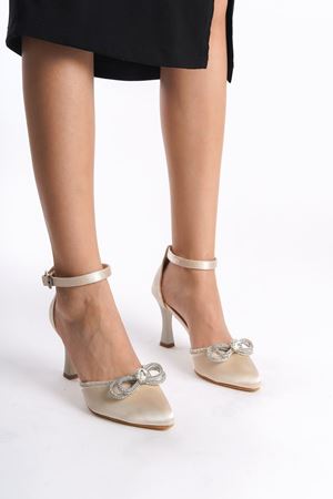 Ambre Bej Saten Kadın Topuklu Ayakkabı