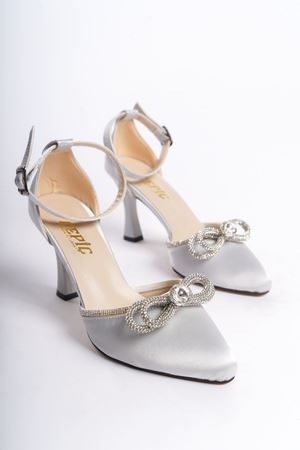 Ambre Gümüş Saten Kadın Topuklu Ayakkabı