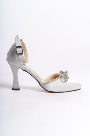 Ambre Gümüş Saten Kadın Topuklu Ayakkabı