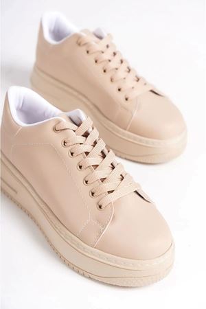 Delit Nude Mat Deri Kadın Spor Ayakkabı