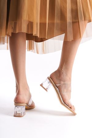 Alix Nude Şeffaf Topuklu Kadın Terlik