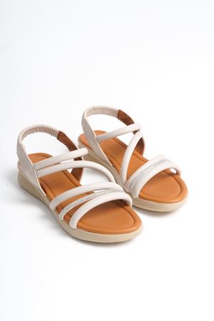 Alvada Bej Mat Deri Kadın Sandalet