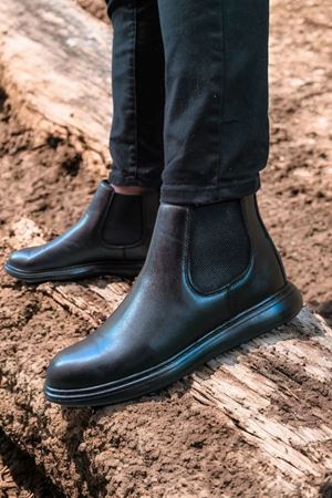 Patrice Siyah Mat Deri Lastikli Erkek Bot