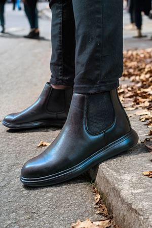 Patrice Siyah Mat Deri Lastikli Erkek Bot