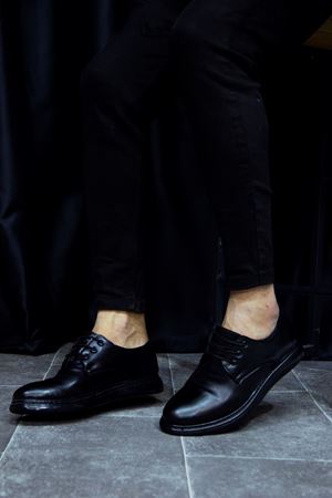 Francille Siyah Mat Deri Bağcıklı Erkek Klasik Ayakkabı