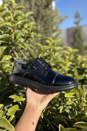 Florida Siyah Rugan Bağcıklı Erkek Klasik Ayakkabı