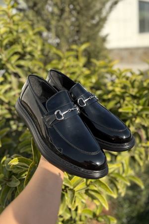 Garen Siyah Rugan Erkek Klasik Ayakkabı