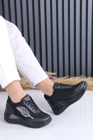 Fortune Siyah Mat Deri Kadın Spor Ayakkabı