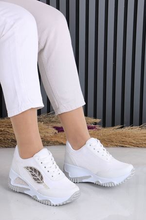 Fortune Beyaz Mat Deri Kadın Spor Ayakkabı