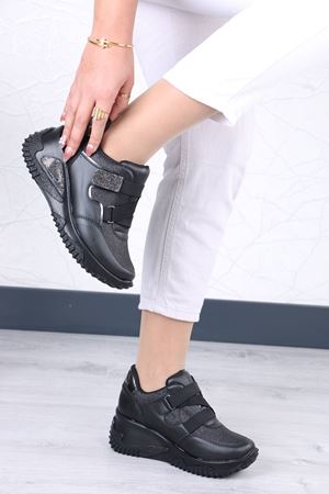 Chantal Siyah Mat Deri Kadın Spor Ayakkabı