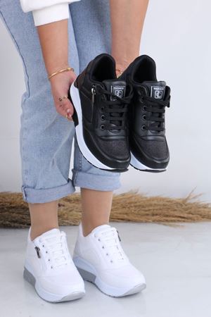 Artois Siyah Mat Deri Bağcıklı Fermuarlı Kadın Spor Ayakkabı