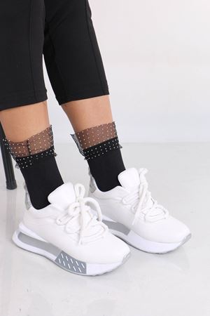 Jacob Beyaz Mat Deri Bağcıklı Kadın Spor Ayakkabı