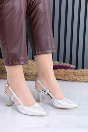 Auhert Gümüş Topuklu Kadın Ayakkabı