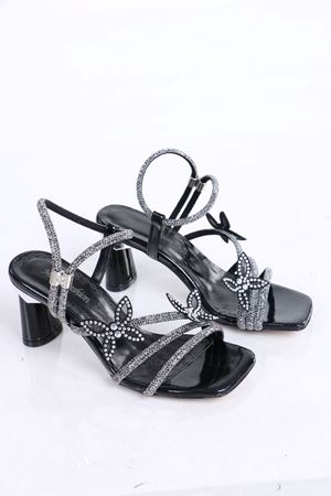 Doyle Siyah Kelebek Taşlı Rugan Topuklu Kadın Ayakkabı