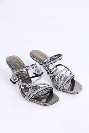 Albert Platin Taşlı Topuklu Kadın Terlik