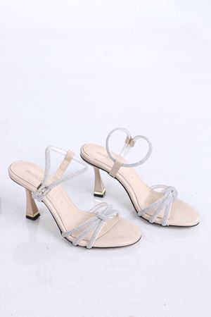 Dean Bej Taşlı Topuklu Kadın Ayakkabı