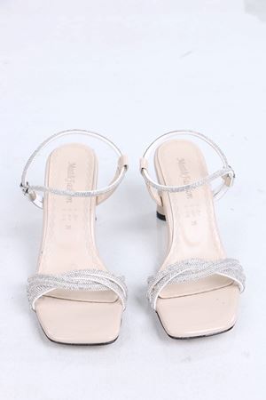 Berty Bej Taşlı Topuklu Kadın Ayakkabı