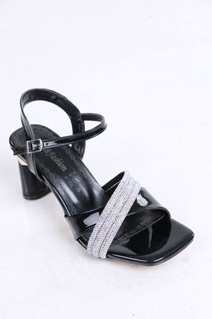 Felix Siyah Rugan Taşlı Topuklu Kadın Ayakkabı