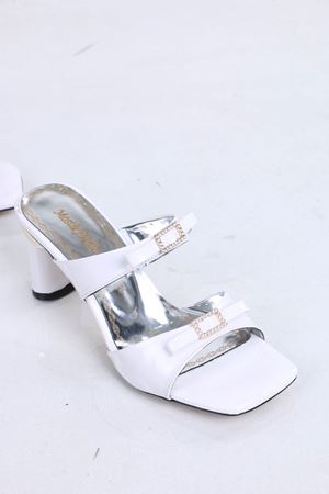 Conroy Beyaz Rugan Topuklu Kadın Terlik