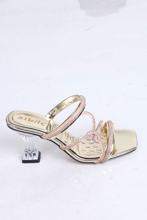 Albert Gold Taşlı Topuklu Kadın Terlik