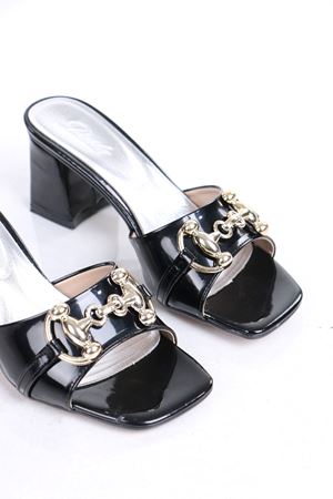 Drew Siyah Rugan Topuklu Terlik