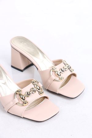 Drew Bej Mat Deri Topuklu Terlik