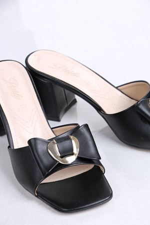 Ellery Siyah Mat Deri Topuklu Terlik