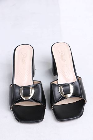 Ellery Siyah Mat Deri Topuklu Terlik