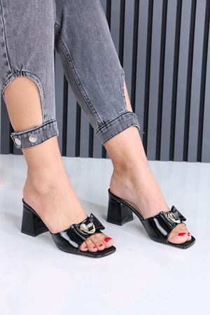 Ellery Siyah Rugan Topuklu Terlik