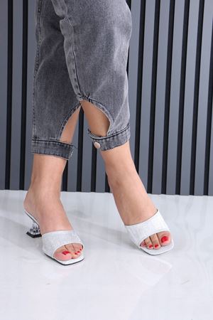 Chester Gümüş Şeffaf Topuklu Terlik