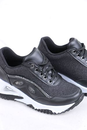 Elaine Siyah Beyaz Taban Mat Deri Kadın Spor Ayakkabı