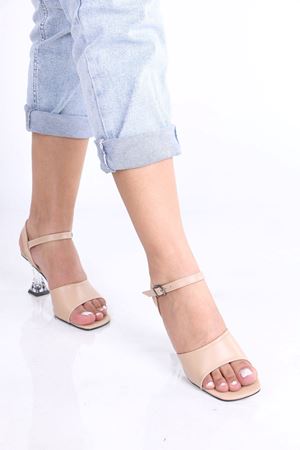 Jewell Nude Mat Deri Şeffaf Topuklu Kadın Ayakkabı