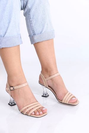 Avian Nude Mat Deri Şeffaf Topuklu Kadın Ayakkabı